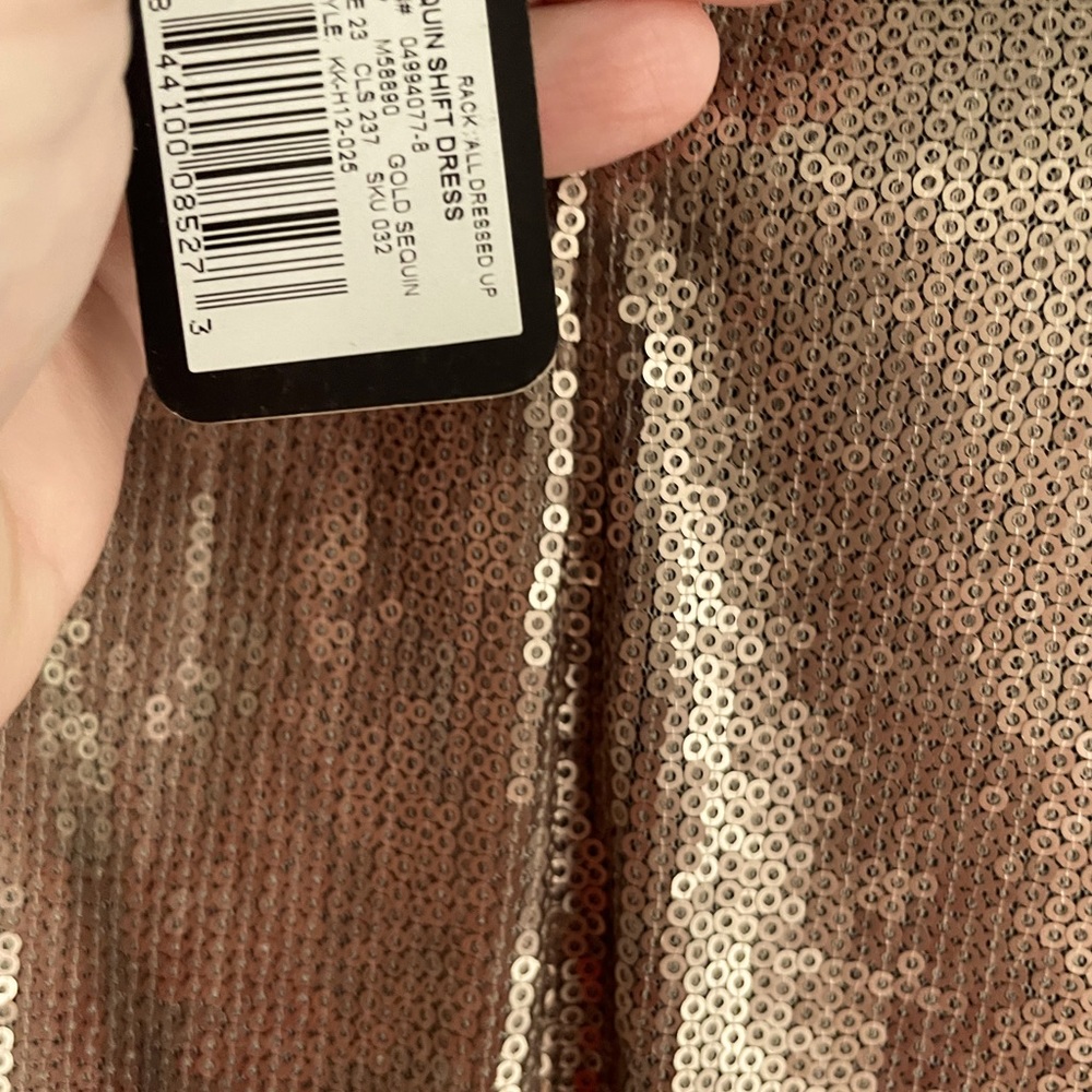 Gold lame long sleeve dress. New never worn with ticket still on